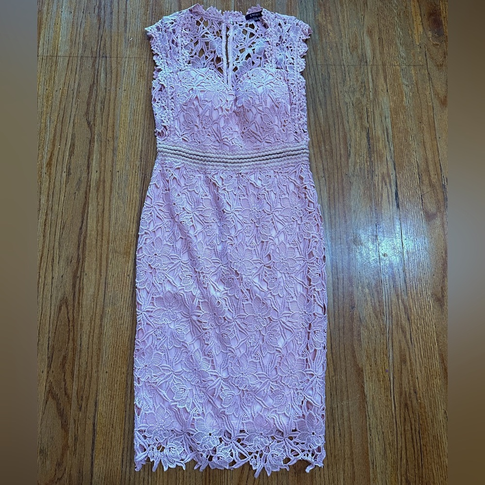 Intricate pink detailed Entry body forming dress.